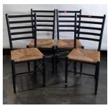 Set of 4 Pier 1 Chairs, rush cane seats, painted