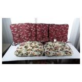 6 seat cushions with back ties. Set of 4 and set