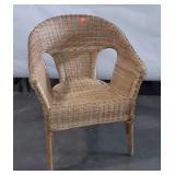 Woven wicker arm chair, natural wicker, Bamboo