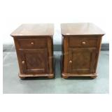 Pair of Nightstands, inlay design finish, drawer