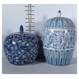 2 ceramic decorative urns. Taller one 
Has