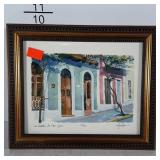 Town scene print, signed, numbered & framed.
