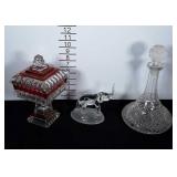 Unmarked Westmoreland Ruby Flash wedding dish,