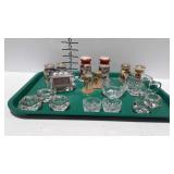 Tray salts,  salt and pepper shakers,  creamer