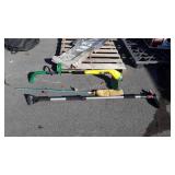 Long handled tools, includes electric weedeater,