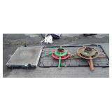 Group lot, includes radiator, two metal Christmas