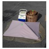 Group lot, includes coolers, Apple baskets, and