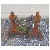 Two fire place end irons