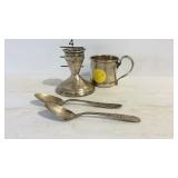 Three Sterling pieces weighted candle holder and