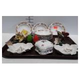 Fine China ring dish, Capodimonte flower with