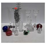 Nice glass collection: perfume bottles,  bells,