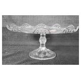 Nice glass pedestal cake plate with scalloped