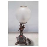 Parlor Lamp, Cherub bronze style base, frosted