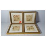 Four small botanical style prints, framed and