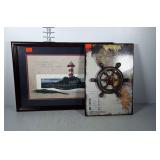 Nautical wall art, lighthouse print, framed and