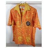 Hawaiian shirt with Lions Club design and patch,