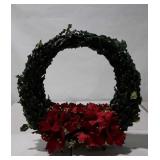 Large holiday everlasting wreathon iron stand,