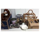 Mixed group, rattan magazine rack, mother of