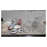Glass group, dishes, bowls, candleholders, vases,