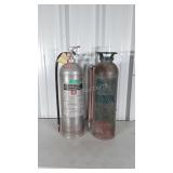 Two Fire Extinguishers, one older copper Water