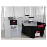 Four Storage totes No Lids, good shape just no