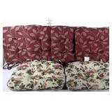 6 seat cushions with back ties. Set of 4 and set