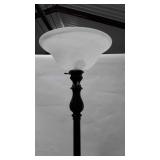 Floor lamp with frosted shade. Metal