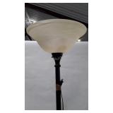 Metal floor lamp with frosted glass shade