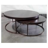 Nest of 2 Drum top coffee type Tables, dark