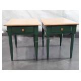 Ethan Allen End Table set, maple tops on painted