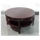 Coffee Table, 36" round double shelf table, dark