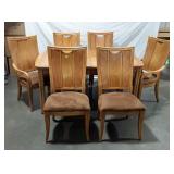7pc Dining Table Set, inlay design 64" table, 6