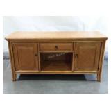 Console Cabinet, inlay design top, wicker drawer