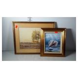 Nautical wall art, early tall ship print, framed