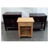 Three PC Nightstands Lot, non matched 2 dark
