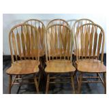 Set of 6 Dining Chairs, modern oak Arrow backs, 2