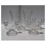 Iris and herringbone pattern candlestick holders