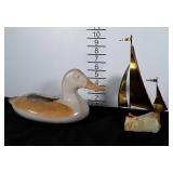 Vintage nautical ship display piece and pottery
