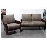 2 piece set Mission Style loveseat and side Chair