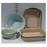 4 enamel pans, two are from the Butterfly Brand