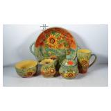 Pottery dishes with sunflower design