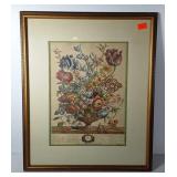 April calendar print, framed and double matted,