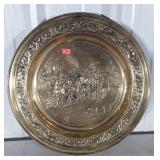 Brass Wall Decor Plate, Stage Coach, 23" dia.