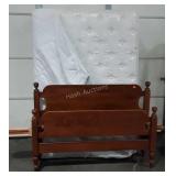 Full size mattress and box spring, with maple bed