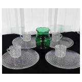 Service Glassware, 4 place Snack Tray Sets,