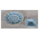 FireKing, Blue Turquoise Egg Serving Plate &