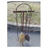 Fireplace tools with rack