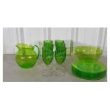 Green Poly Dishware, 8 11" plates, 10" bowl,