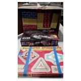 Box of play bricks, super spirograph plus and