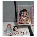 Doll parts and clothing, plus tote